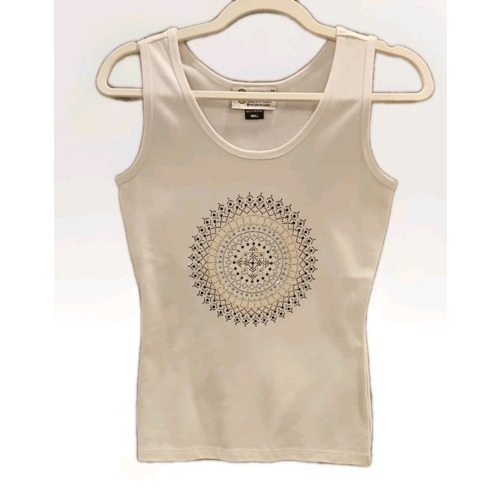 Christine Alexander Swarovski Glam Tank Top White Plum Crystals Sz Small #486